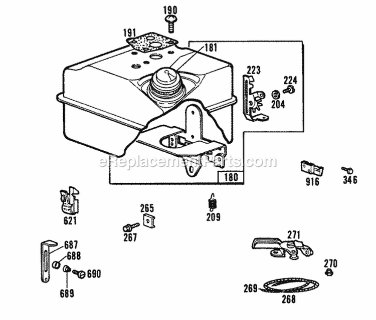 Fuel Tank Assembly Diagram and Parts List for 081231-0245-98  Briggs and Stratton Engine